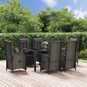 Garten-Essgruppe 7-teilig und schwarzgraue Kissen aus synthetischem Rattan von vidaXL, Gartensets - Ref: Foro24-3185062, Prei...