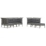 Set de muebles de jardín 10 pzas y cojines ratán sintético gris de vidaXL, Conjuntos de jardín - Ref: Foro24-3187575, Precio:...