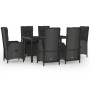 Set comedor jardín 7 pzas y cojines ratán sintético negro gris de vidaXL, Conjuntos de jardín - Ref: Foro24-3185062, Precio: ...