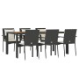 Set de comedor de jardín 7 pzas y cojines ratán sintético negro de vidaXL, Conjuntos de jardín - Ref: Foro24-3157967, Precio:...