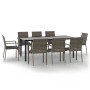 Set comedor jardín 9 pzas y cojines ratán sintético negro gris de vidaXL, Conjuntos de jardín - Ref: Foro24-3185142, Precio: ...