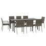 Garden dining set 9 pieces and cushions in black and gray synthetic rattan by vidaXL, Garden sets - Ref: Foro24-3185142, Pric...