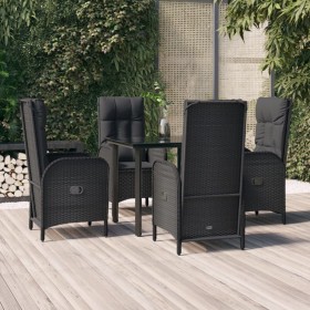 Set de muebles jardín 5 pzas con cojines ratán sintético negro de vidaXL, Conjuntos de jardín - Ref: Foro24-3185188, Precio: ...