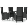 Set de muebles jardín 5 pzas con cojines ratán sintético negro de vidaXL, Conjuntos de jardín - Ref: Foro24-3185188, Precio: ...