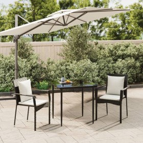 3-teilige Garten-Essgruppe mit schwarzen Kissen aus synthetischem Rattan von vidaXL, Gartensets - Ref: Foro24-3185131, Preis:...