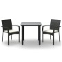 Set comedor de jardín 3 pzas con cojines ratán sintético negro de vidaXL, Conjuntos de jardín - Ref: Foro24-3185131, Precio: ...