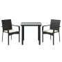 Set comedor de jardín 3 pzas con cojines ratán sintético negro de vidaXL, Conjuntos de jardín - Ref: Foro24-3185131, Precio: ...