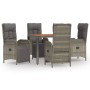 Set comedor de jardín 5 piezas con cojines ratán sintético gris de vidaXL, Conjuntos de jardín - Ref: Foro24-3185045, Precio:...