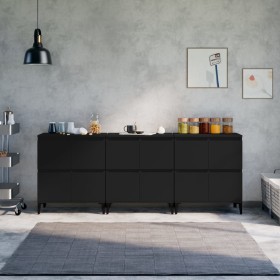 Display cabinets 3 units plywood black 60x35x70 cm by vidaXL, Sideboards - Ref: Foro24-3185776, Price: 206,99 €, Discount: %