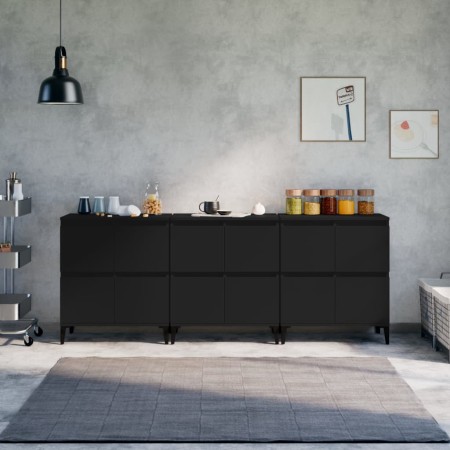 3 Stück Sperrholz Sideboards schwarz 60x35x70 cm von vidaXL, Sideboards - Ref: Foro24-3185776, Preis: 224,33 €, Rabatt: %