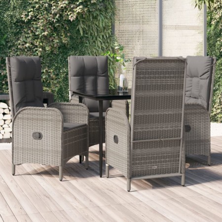 Garten-Essgruppe 5-teilig und schwarzgraue Kissen aus synthetischem Rattan von vidaXL, Gartensets - Ref: Foro24-3185178, Prei...