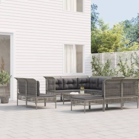 10-teiliges Gartenmöbel-Set und graue synthetische Rattankissen von vidaXL, Gartensets - Ref: Foro24-3187577, Preis: 477,99 €...