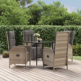 Garten-Essgruppe 5-teilig und schwarzgraue Kissen aus synthetischem Rattan von vidaXL, Gartensets - Ref: Foro24-3185185, Prei...