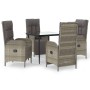 Set comedor jardín 5 pzas y cojines ratán sintético negro gris de vidaXL, Conjuntos de jardín - Ref: Foro24-3185185, Precio: ...