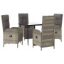 Garden dining set 5 pieces and black gray synthetic rattan cushions by vidaXL, Garden sets - Ref: Foro24-3185185, Price: 806,...