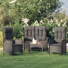 3-teiliges Garten-Esszimmer-Set mit Kissen synthetisches Rattan schwarz von vidaXL, Gartensets - Ref: Foro24-3185093, Preis: ...