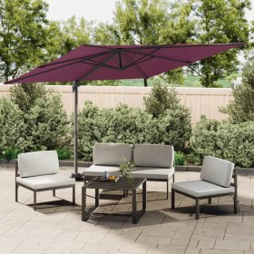 Cantilever parasol with burgundy red LEDs 400x300 cm by vidaXL, Umbrellas - Ref: Foro24-319933, Price: 254,99 €, Discount: %