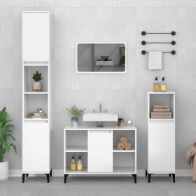 3-piece glossy white plywood bathroom furniture set by vidaXL, Bathroom furniture - Ref: Foro24-3185623, Price: 213,99 €, Dis...