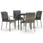 Garden dining set 5 pieces and cushions in black and gray synthetic rattan by vidaXL, Garden sets - Ref: Foro24-3185102, Pric...