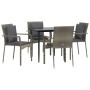 Garden dining set 5 pieces and cushions in black and gray synthetic rattan by vidaXL, Garden sets - Ref: Foro24-3185102, Pric...