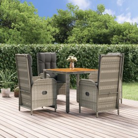 Set comedor de jardín 5 piezas con cojines ratán sintético gris de vidaXL, Conjuntos de jardín - Ref: Foro24-3185050, Precio:...