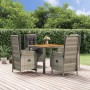 5-teiliges Garten-Essset mit grauen Kissen aus synthetischem Rattan von vidaXL, Gartensets - Ref: Foro24-3185050, Preis: 770,...