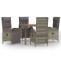 Set comedor de jardín 5 piezas con cojines ratán sintético gris de vidaXL, Conjuntos de jardín - Ref: Foro24-3185050, Precio:...