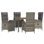 Set comedor de jardín 5 piezas con cojines ratán sintético gris de vidaXL, Conjuntos de jardín - Ref: Foro24-3185050, Precio:...