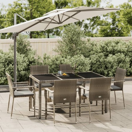 Garden dining set 7 pieces and gray synthetic rattan cushions by vidaXL, Garden sets - Ref: Foro24-3184984, Price: 514,46 €, ...