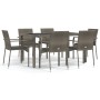 Garden dining set 7 pieces and gray synthetic rattan cushions by vidaXL, Garden sets - Ref: Foro24-3184984, Price: 491,01 €, ...