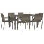 Garden dining set 7 pieces and gray synthetic rattan cushions by vidaXL, Garden sets - Ref: Foro24-3184984, Price: 491,01 €, ...