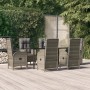 Garten-Essgruppe 7-teilig und schwarzgraue Kissen aus synthetischem Rattan von vidaXL, Gartensets - Ref: Foro24-3185202, Prei...