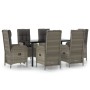 Garden dining set 7 pieces and black gray synthetic rattan cushions by vidaXL, Garden sets - Ref: Foro24-3185202, Price: 1,00...