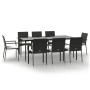 Set de comedor de jardín 9 pzas y cojines ratán sintético negro de vidaXL, Conjuntos de jardín - Ref: Foro24-3185124, Precio:...