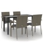 Set comedor jardín 5 pzas y cojines ratán sintético negro gris de vidaXL, Conjuntos de jardín - Ref: Foro24-3185139, Precio: ...