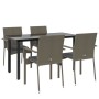 Set comedor jardín 5 pzas y cojines ratán sintético negro gris de vidaXL, Conjuntos de jardín - Ref: Foro24-3185139, Precio: ...