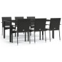 Set de comedor de jardín 7 pzas y cojines ratán sintético negro de vidaXL, Conjuntos de jardín - Ref: Foro24-3184979, Precio:...