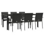 Set de comedor de jardín 7 pzas y cojines ratán sintético negro de vidaXL, Conjuntos de jardín - Ref: Foro24-3184979, Precio:...