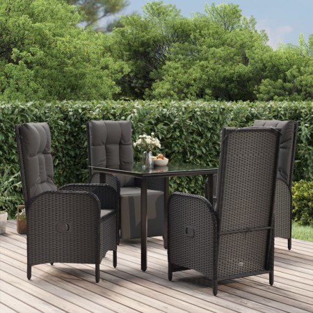 Set de muebles jardín 5 pzas con cojines ratán sintético negro de vidaXL, Conjuntos de jardín - Ref: Foro24-3185195, Precio: ...