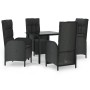 Set de muebles jardín 5 pzas con cojines ratán sintético negro de vidaXL, Conjuntos de jardín - Ref: Foro24-3185195, Precio: ...