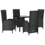 Set de muebles jardín 5 pzas con cojines ratán sintético negro de vidaXL, Conjuntos de jardín - Ref: Foro24-3185195, Precio: ...