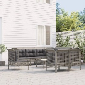 9-piece garden furniture set and gray synthetic rattan cushions by vidaXL, Garden sets - Ref: Foro24-3187582, Price: 505,99 €...