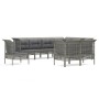 Set de muebles de jardín 9 pzas y cojines ratán sintético gris de vidaXL, Conjuntos de jardín - Ref: Foro24-3187582, Precio: ...