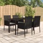 5-teiliges Gartenmöbel-Set mit schwarzen synthetischen Rattankissen von vidaXL, Gartensets - Ref: Foro24-3185157, Preis: 342,...