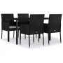 Set de muebles jardín 5 pzas con cojines ratán sintético negro de vidaXL, Conjuntos de jardín - Ref: Foro24-3185157, Precio: ...