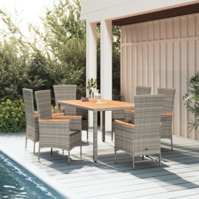 Garden dining set 7 pieces and gray synthetic rattan cushions by vidaXL, Garden sets - Ref: Foro24-3157540, Price: 723,19 €, ...