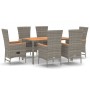 Set comedor jardín 7 pzas y cojines ratán sintético gris de vidaXL, Conjuntos de jardín - Ref: Foro24-3157540, Precio: 723,19...