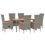 Set comedor jardín 7 pzas y cojines ratán sintético gris de vidaXL, Conjuntos de jardín - Ref: Foro24-3157540, Precio: 723,19...