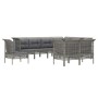 Set de muebles de jardín 9 pzas y cojines ratán sintético gris de vidaXL, Conjuntos de jardín - Ref: Foro24-3187582, Precio: ...