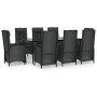 Set de comedor de jardín 9 pzas y cojines ratán sintético negro de vidaXL, Conjuntos de jardín - Ref: Foro24-3185176, Precio:...